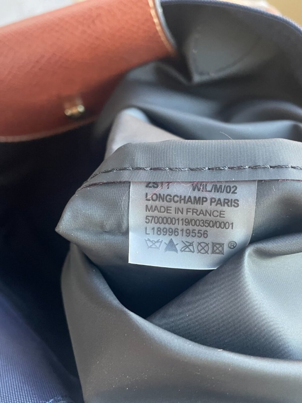 Longchamp Navy Blue Nylon Tote with Brown Leather Trim - Picture 10 of 10